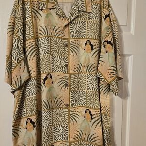 Tommy Bahama Beige and Green Graphic Button Down Shirt
